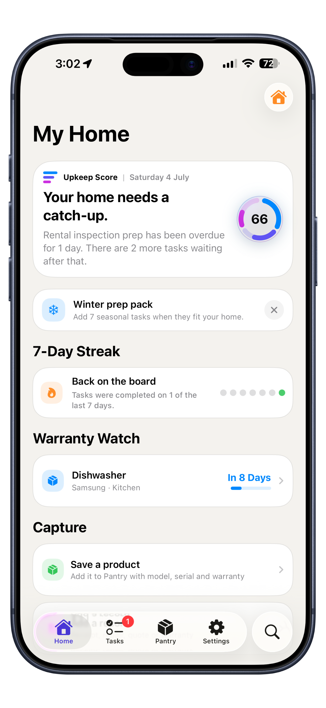 Krov home screen preview in a Deep Blue iPhone